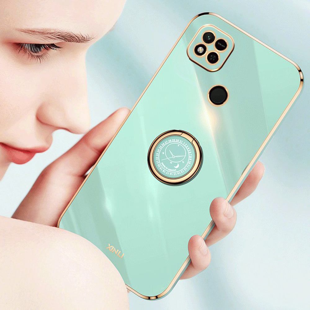 XINLI Ring Holder Kickstand Phone Case for Xiaomi Redmi 10A Electroplating Golden Edge TPU Phone Cover XINLI Ring Holder Kickstand Phone Case for Xiaomi Redmi 10A Electroplating Golden Edge TPU Phone Cover